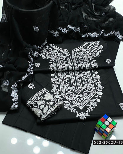 3PC Lawn Cotton Embroidered Dress – Festive Collection