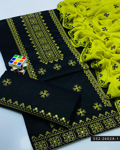 3PC Lawn Cotton 9MM Mirror Embroidered Dress – Cross Stitch Collection