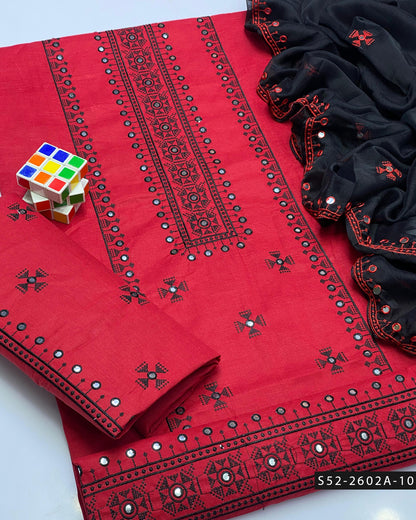 3PC Lawn Cotton 9MM Mirror Embroidered Dress – Cross Stitch Collection