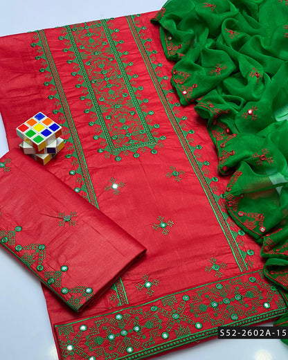 3PC Lawn Cotton 9MM Mirror Embroidered Dress – Cross Stitch Collection