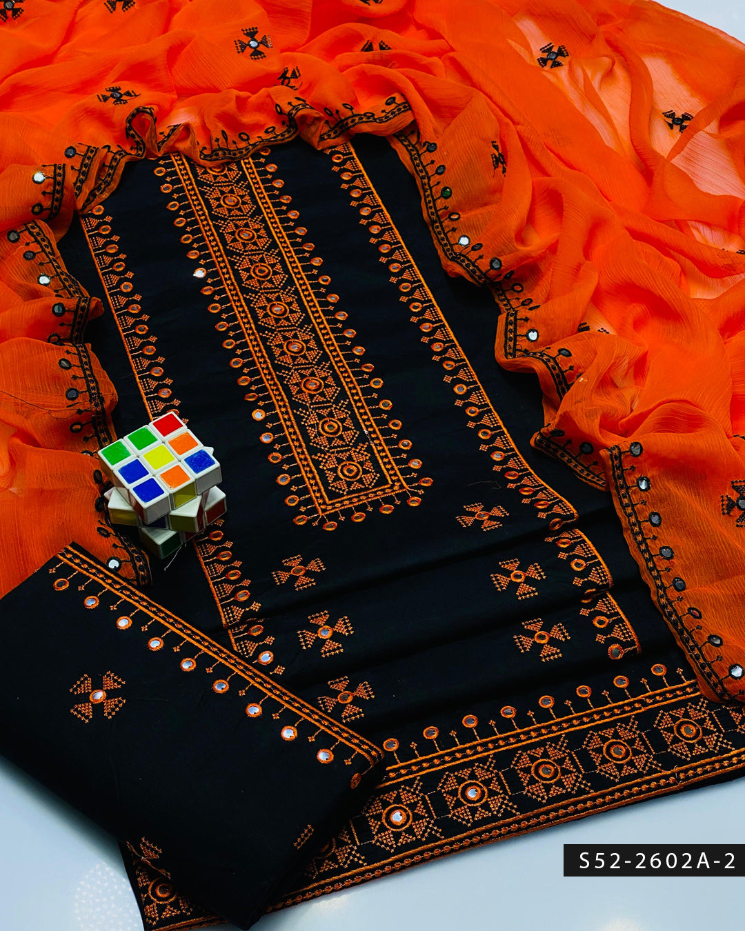 3PC Lawn Cotton 9MM Mirror Embroidered Dress – Cross Stitch Collection