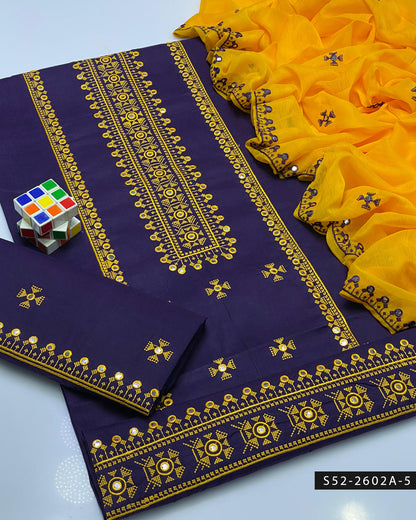 3PC Lawn Cotton 9MM Mirror Embroidered Dress – Cross Stitch Collection