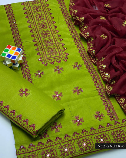 3PC Lawn Cotton 9MM Mirror Embroidered Dress – Cross Stitch Collection