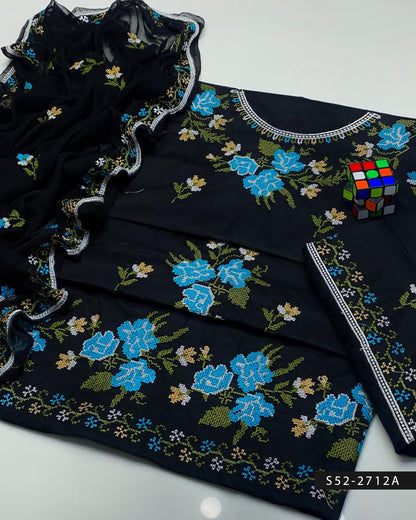 3 PC Unstitched Soft Cotton Dress Collection