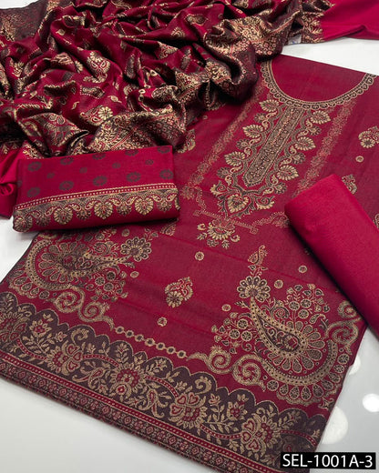 3 PC Acrylic Wool Jacquard Suit | Jacquard Shirt & Dupatta