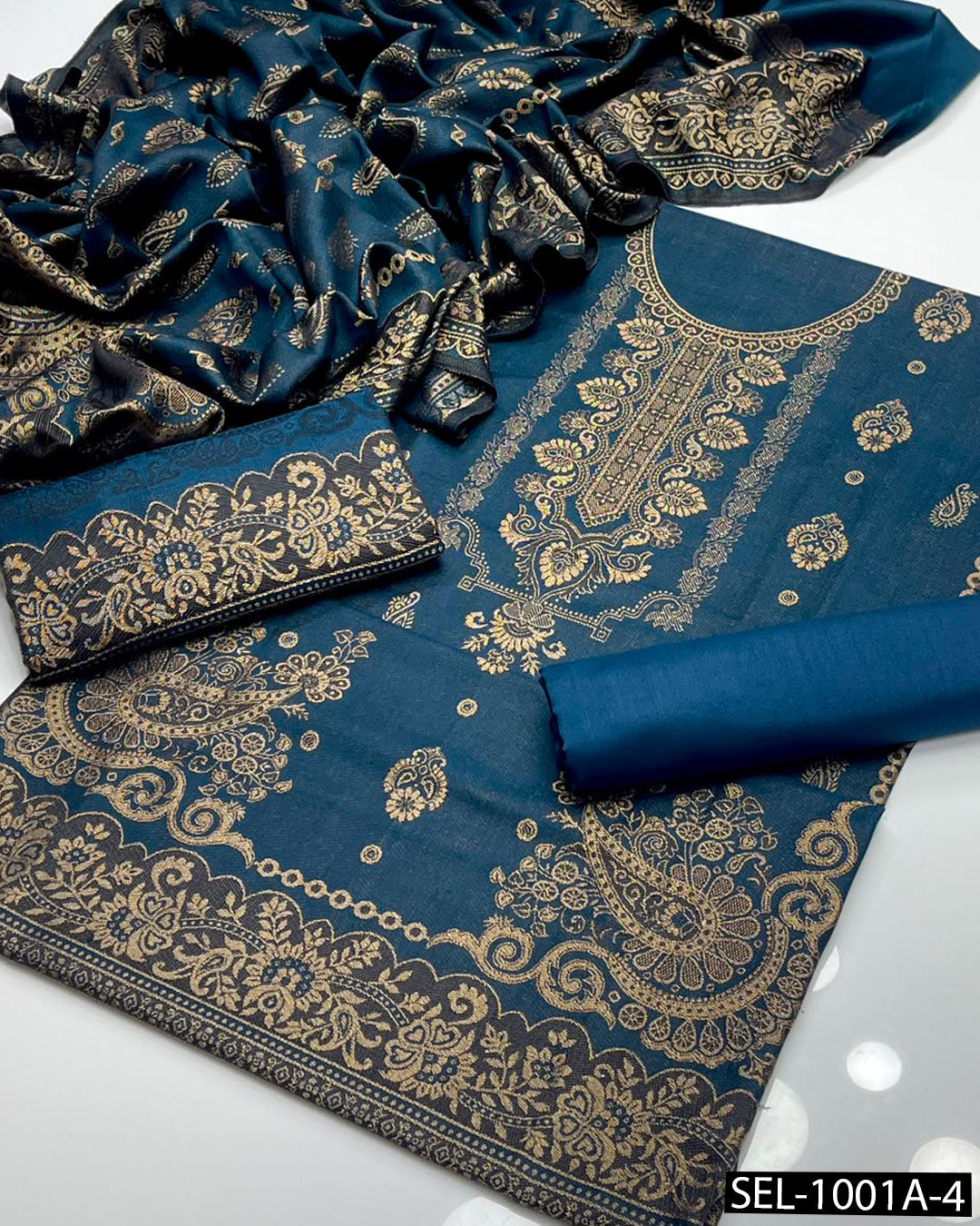 3 PC Acrylic Wool Jacquard Suit | Jacquard Shirt & Dupatta