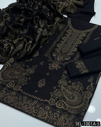 3 PC Acrylic Wool Jacquard Suit | Jacquard Shirt & Dupatta