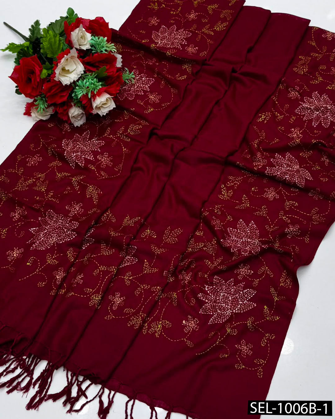 Multani Acrylic Wool Hand Embroidered Shawl