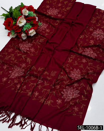 Multani Acrylic Wool Hand Embroidered Shawl