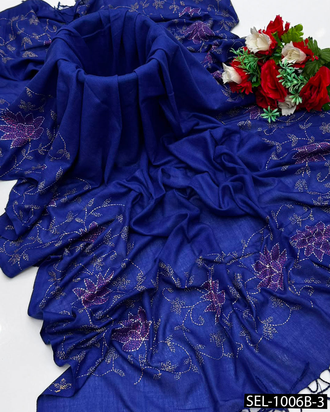Multani Acrylic Wool Hand Embroidered Shawl