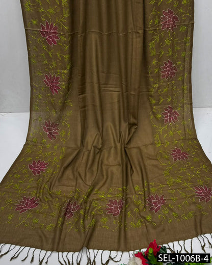 Multani Acrylic Wool Hand Embroidered Shawl