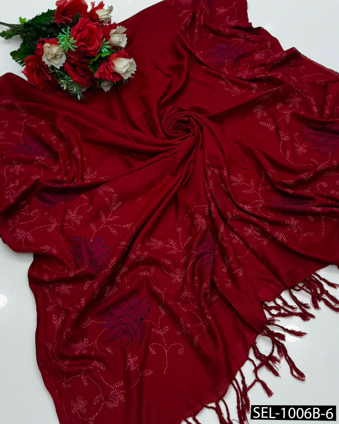Multani Acrylic Wool Hand Embroidered Shawl