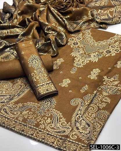 Acrylic Wool Jacquard 3-Piece Unstitched Winter Suit