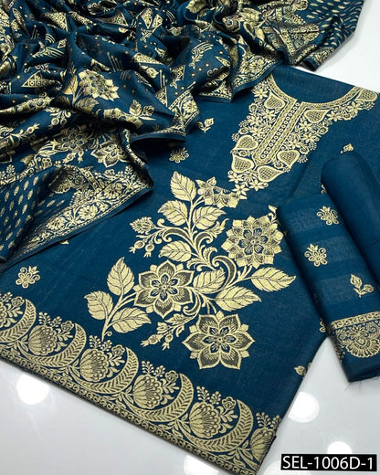 Acrylic Wool Jacquard 3-Piece Unstitched Winter Suit