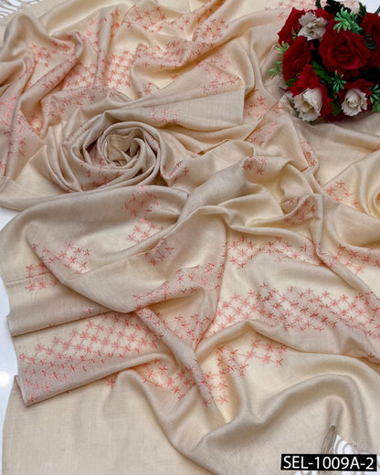 Pure Wool Swati Hand Embroidered Shawl | Chawal Tanka Jaal
