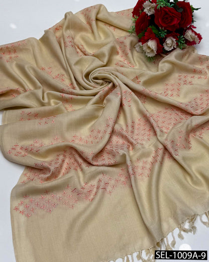 Pure Wool Swati Hand Embroidered Shawl | Chawal Tanka Jaal