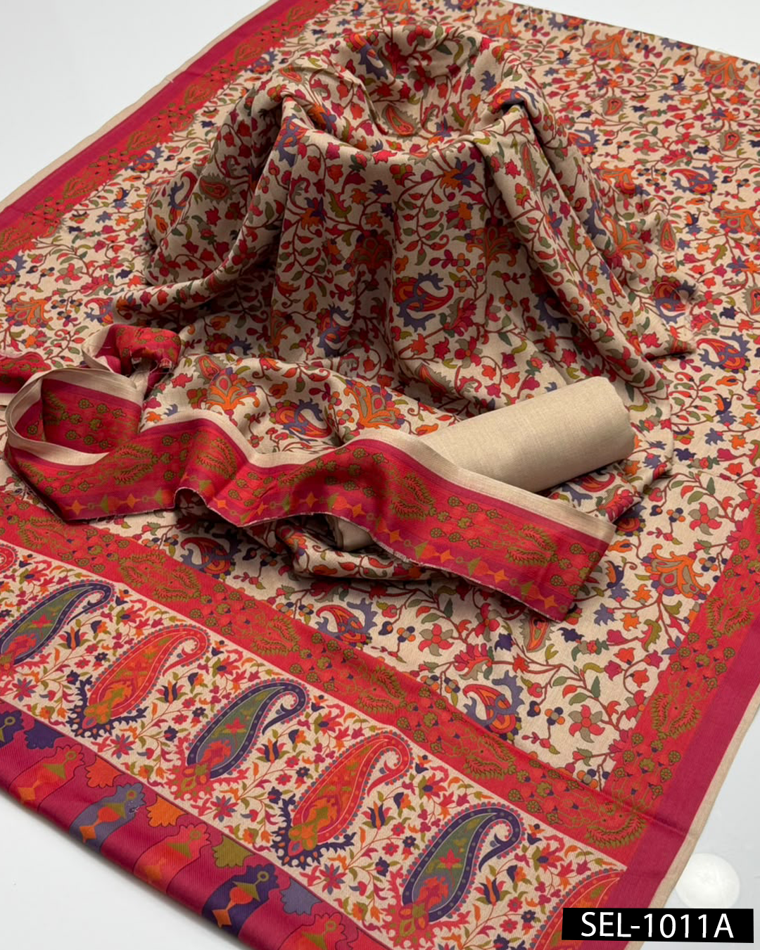 Kalamkaari Print Pure Pashmina Wool 3 PC