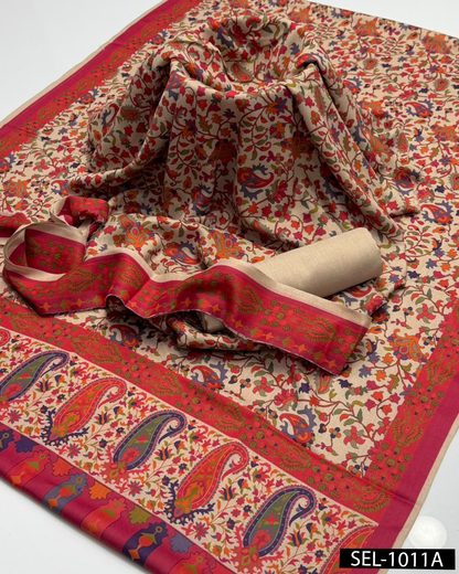 Kalamkaari Print Pure Pashmina Wool 3 PC