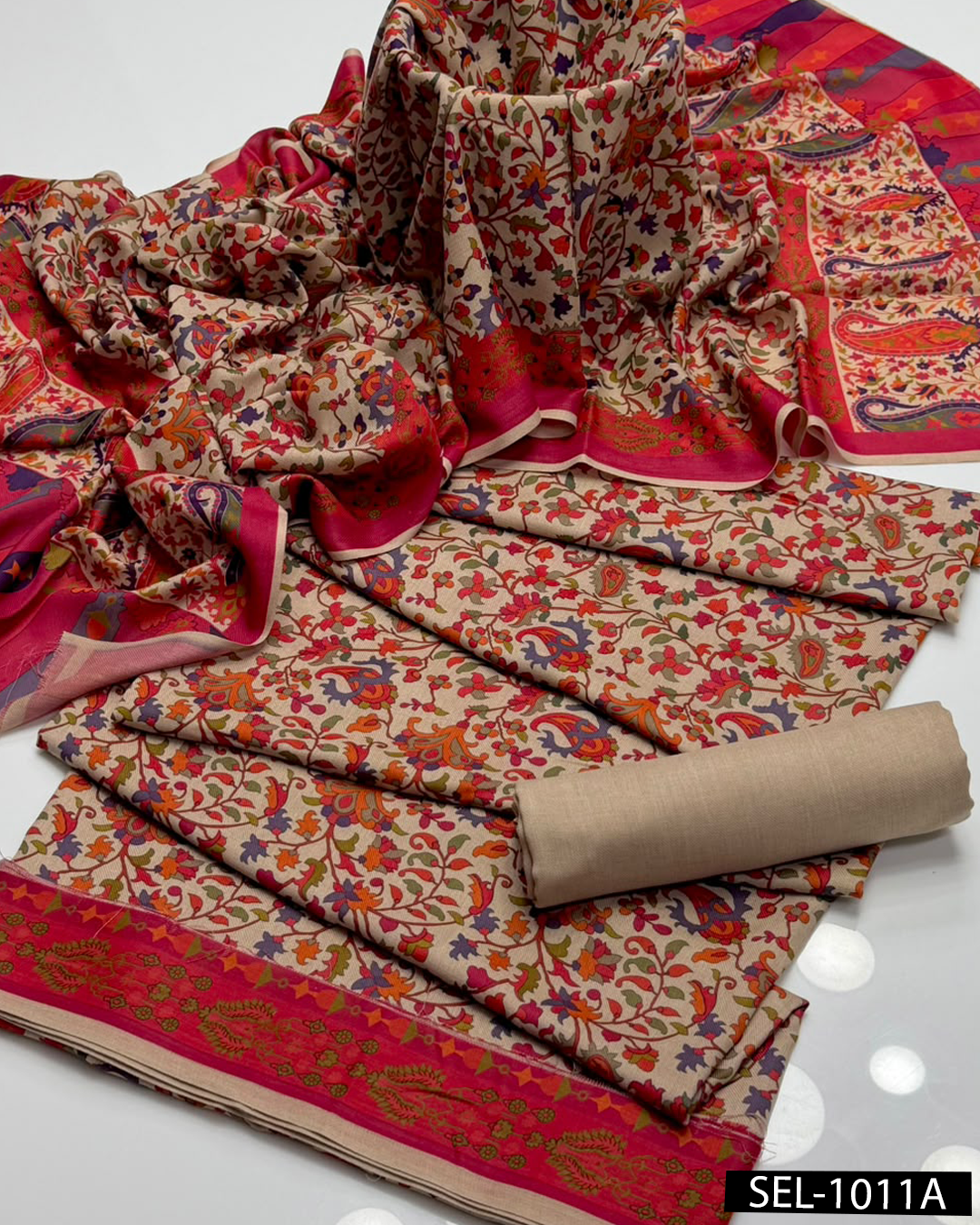 Kalamkaari Print Pure Pashmina Wool 3 PC