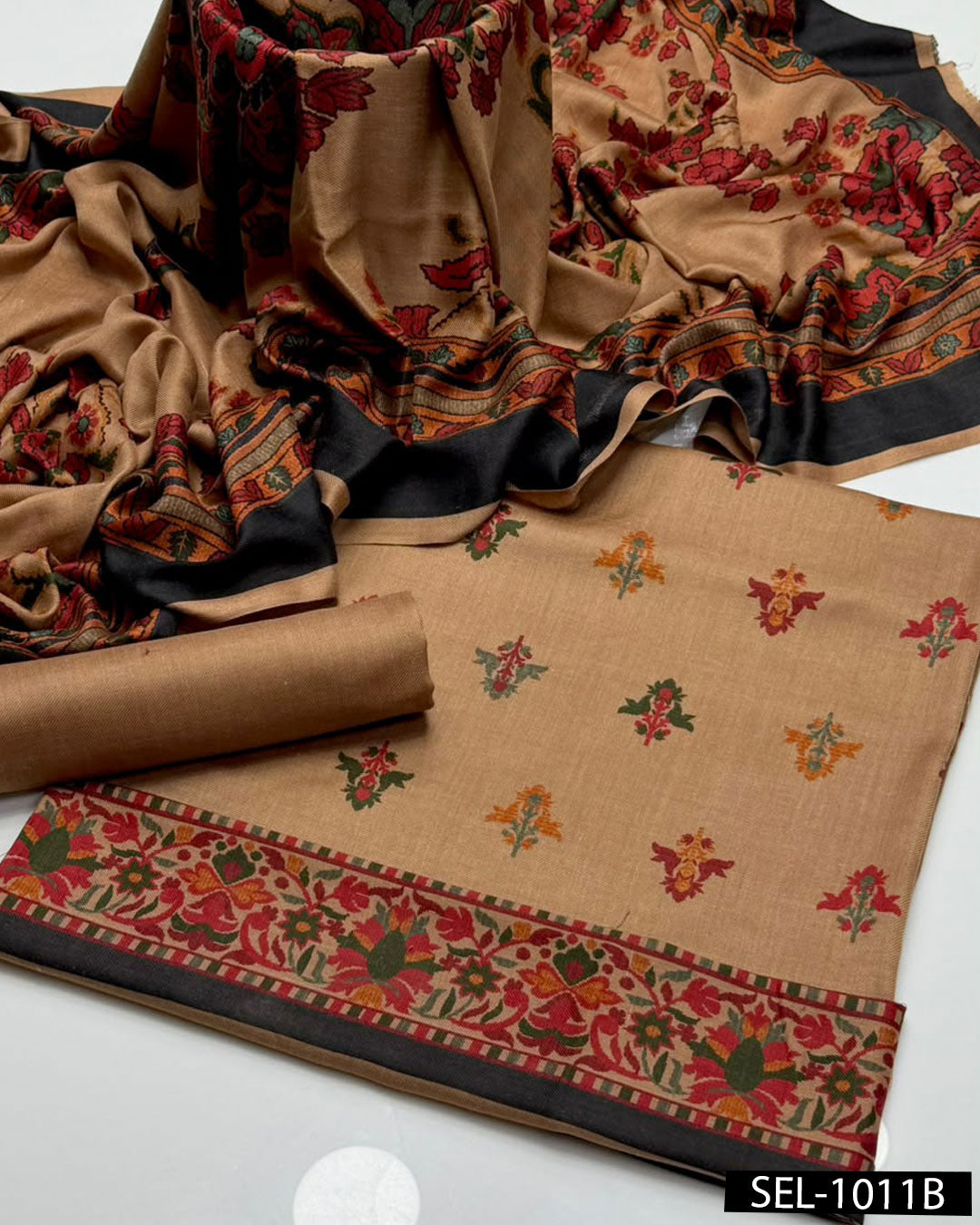 Kalamkaari Print Pure Pashmina Wool 3 PC