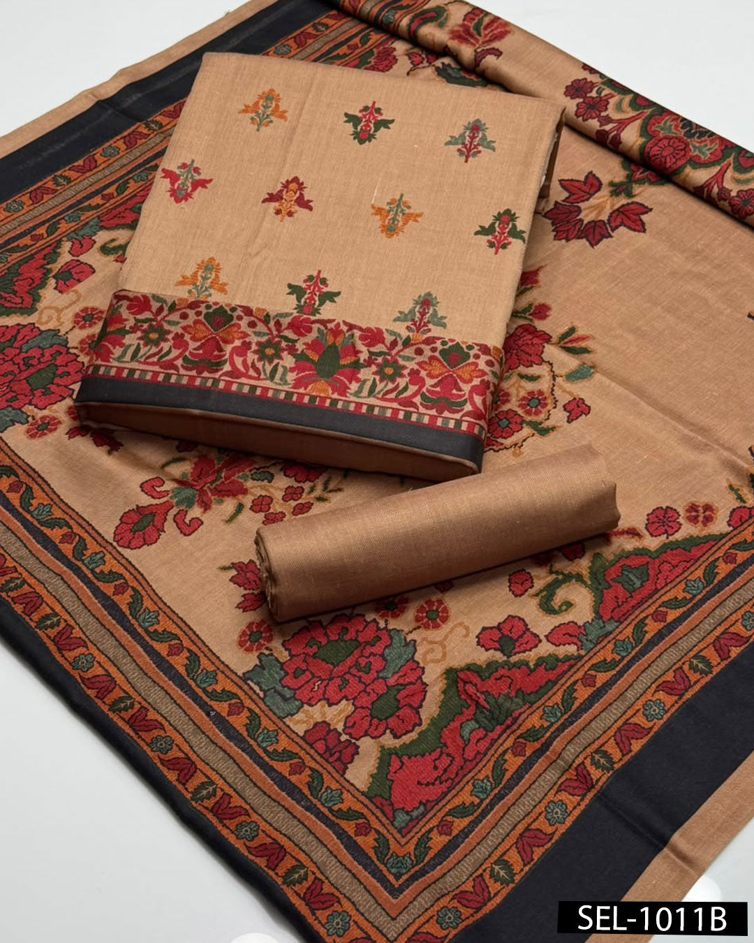 Kalamkaari Print Pure Pashmina Wool 3 PC