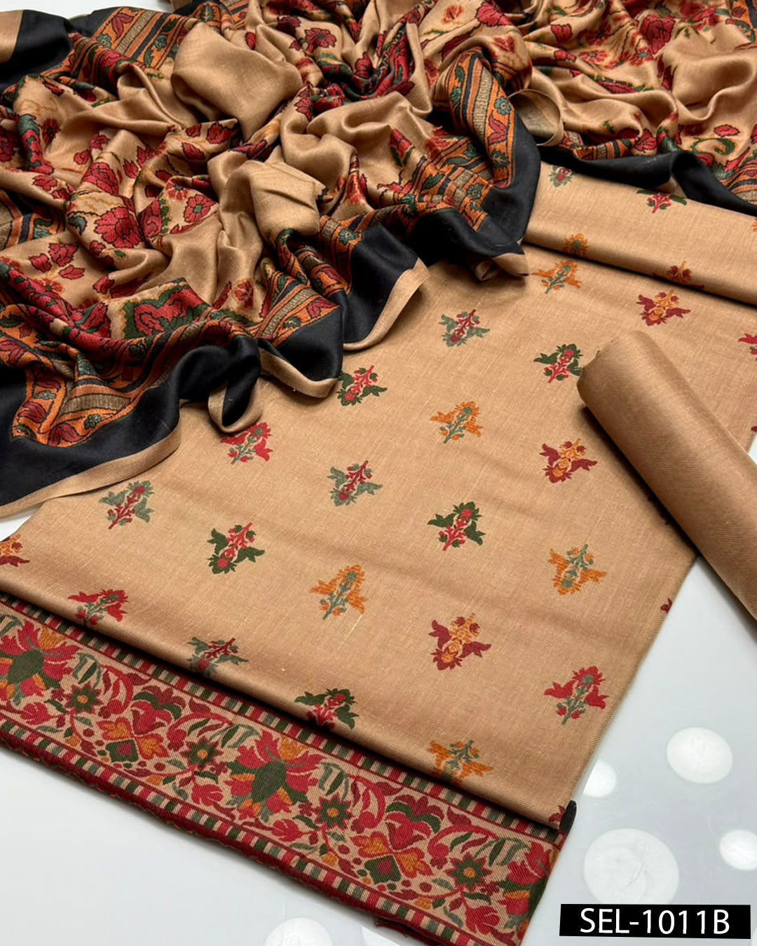 Kalamkaari Print Pure Pashmina Wool 3 PC