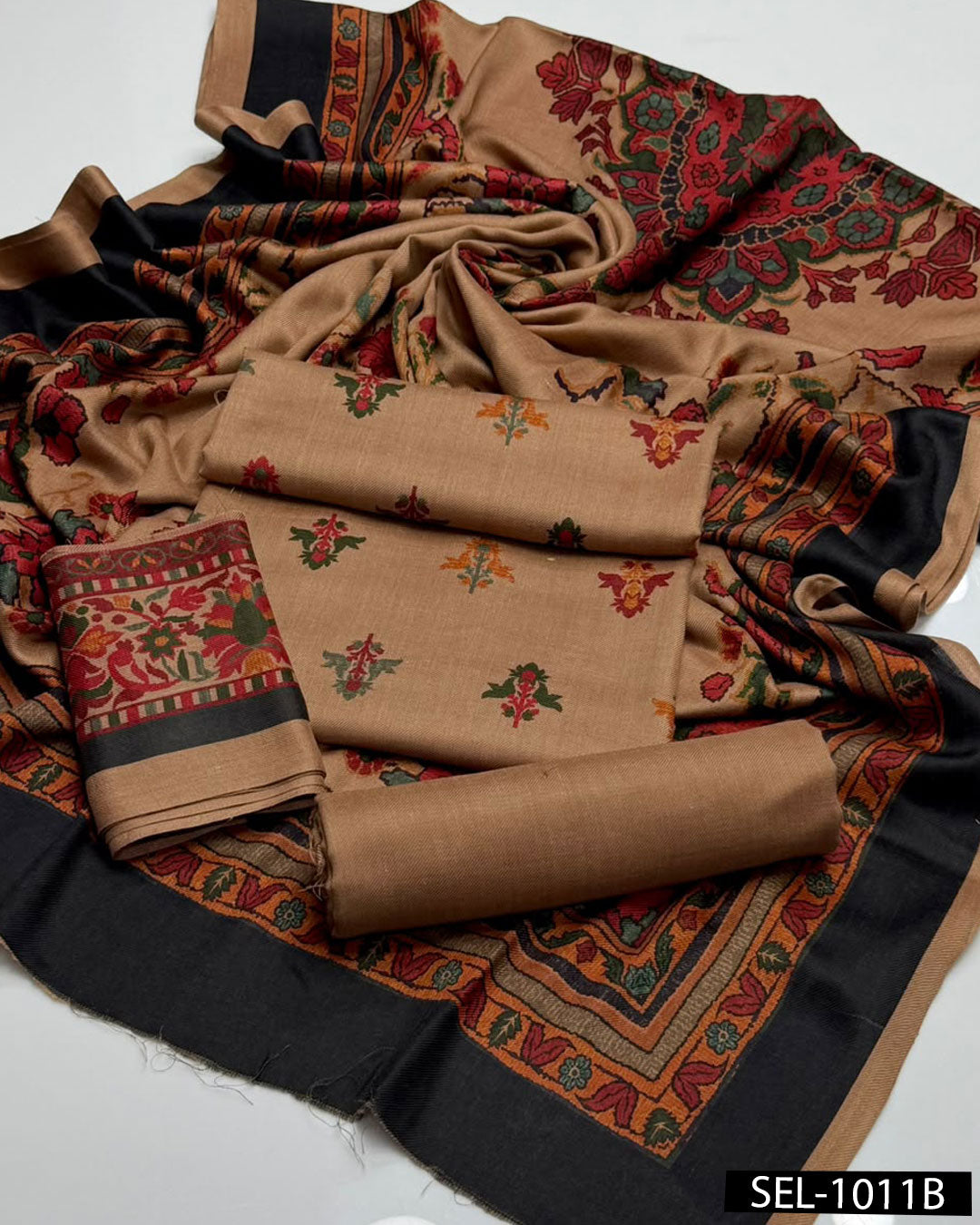 Kalamkaari Print Pure Pashmina Wool 3 PC