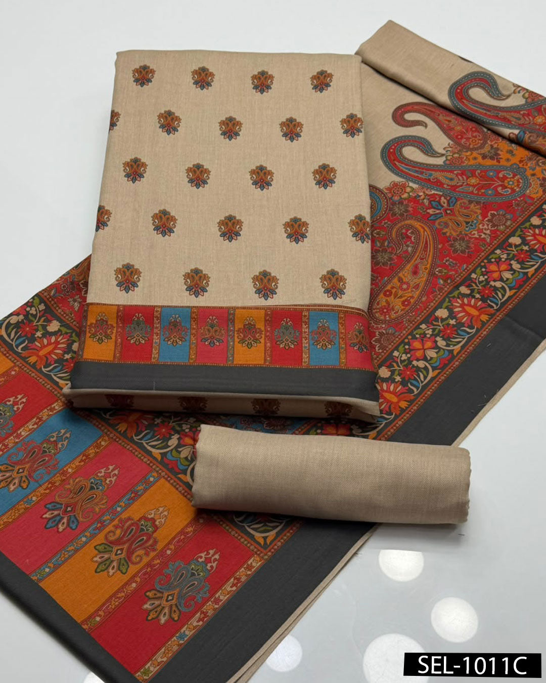 Kalamkaari Print Pure Pashmina Wool 3 PC