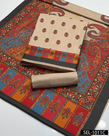 Kalamkaari Print Pure Pashmina Wool 3 PC