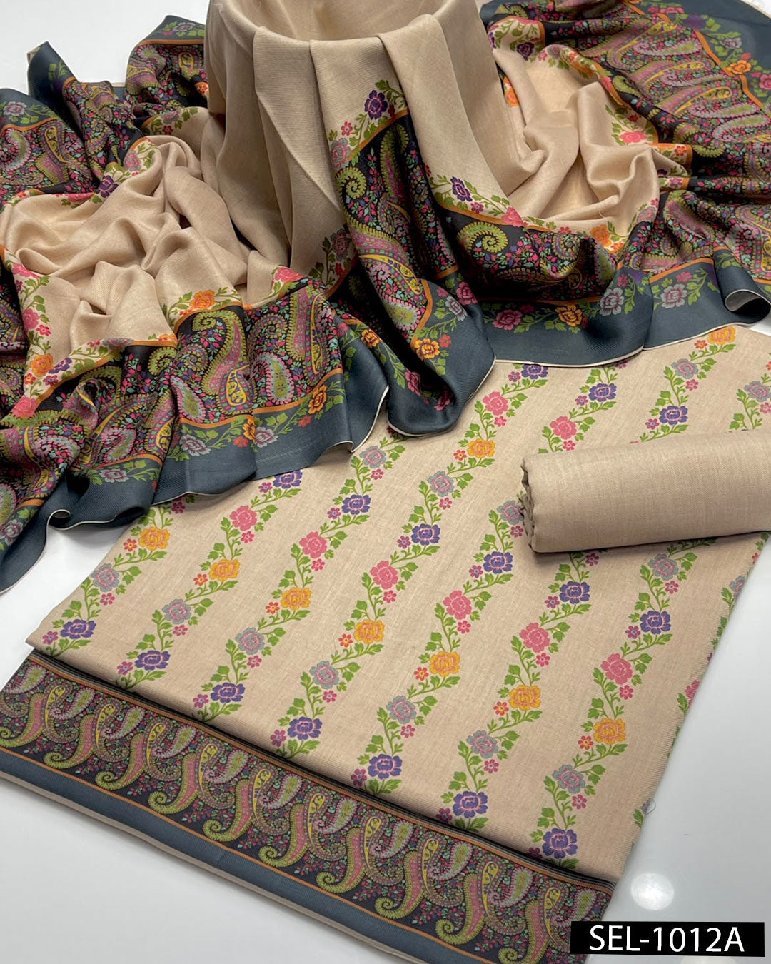 Kalamkaari Print Pure Pashmina Wool 3 PC