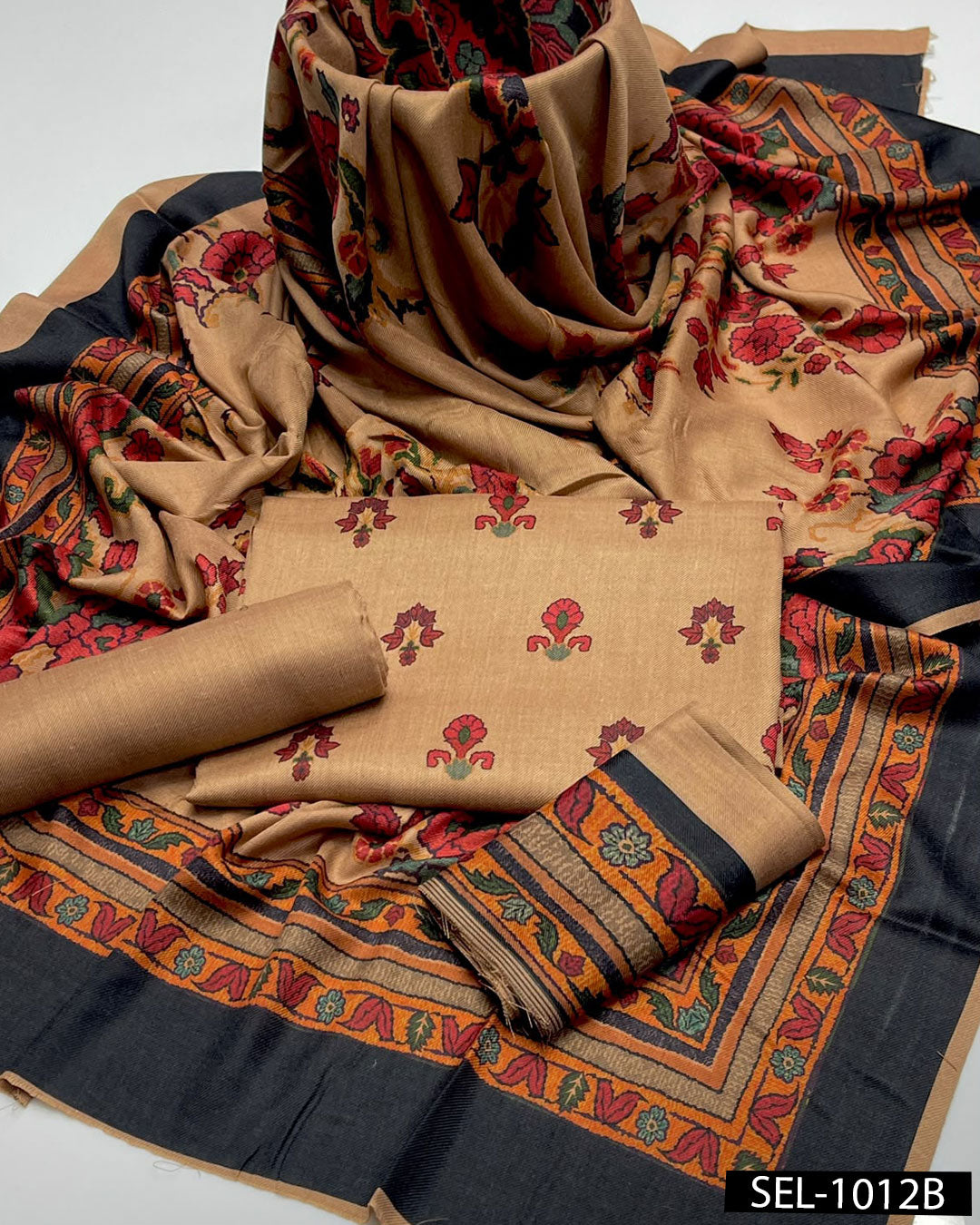 Kalamkaari Print Pure Pashmina Wool 3 PC