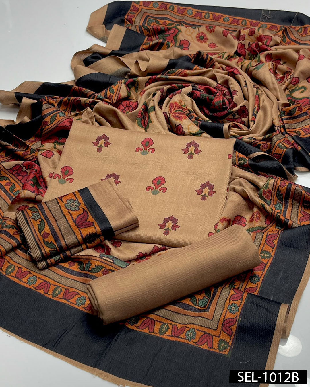 Kalamkaari Print Pure Pashmina Wool 3 PC