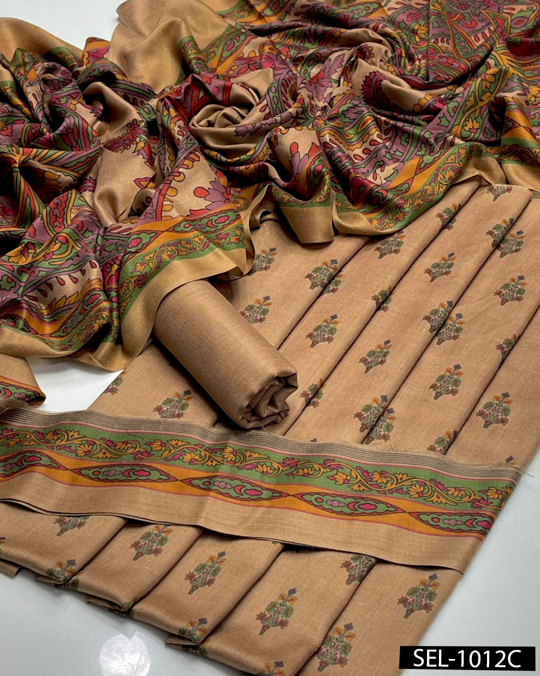 Kalamkaari Print Pure Pashmina Wool 3 PC