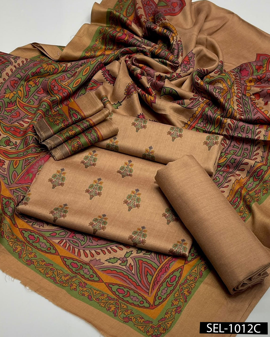 Kalamkaari Print Pure Pashmina Wool 3 PC