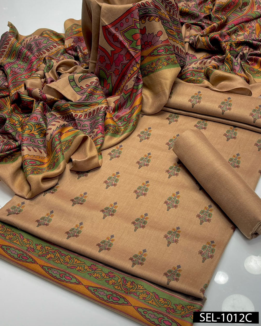 Kalamkaari Print Pure Pashmina Wool 3 PC