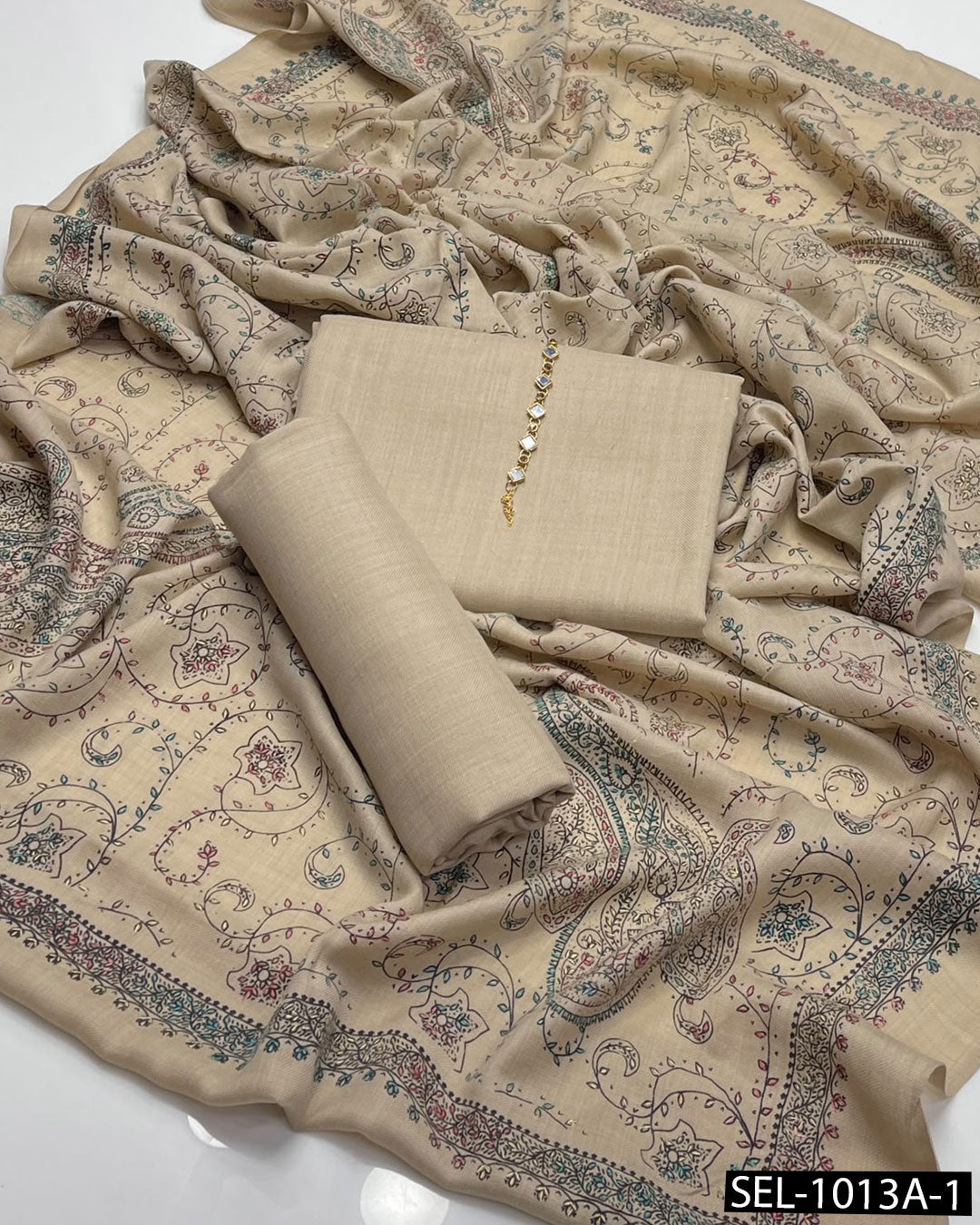 3-Piece Pure Pashmina Wool Kashmiri Embroidered Dress Collection