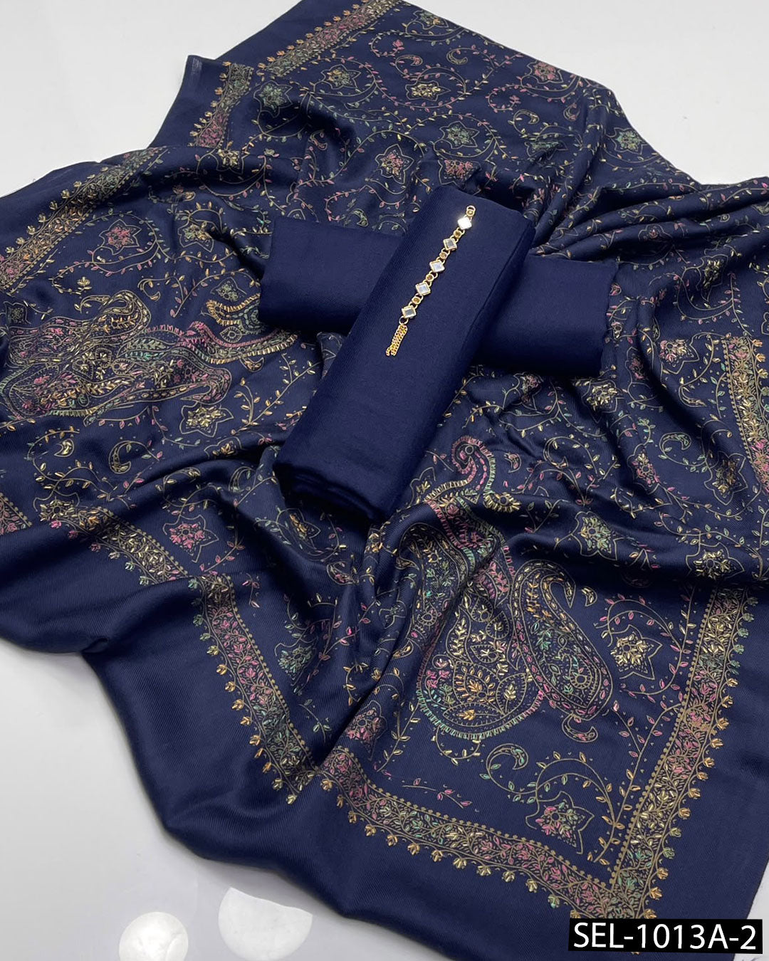 3-Piece Pure Pashmina Wool Kashmiri Embroidered Dress Collection