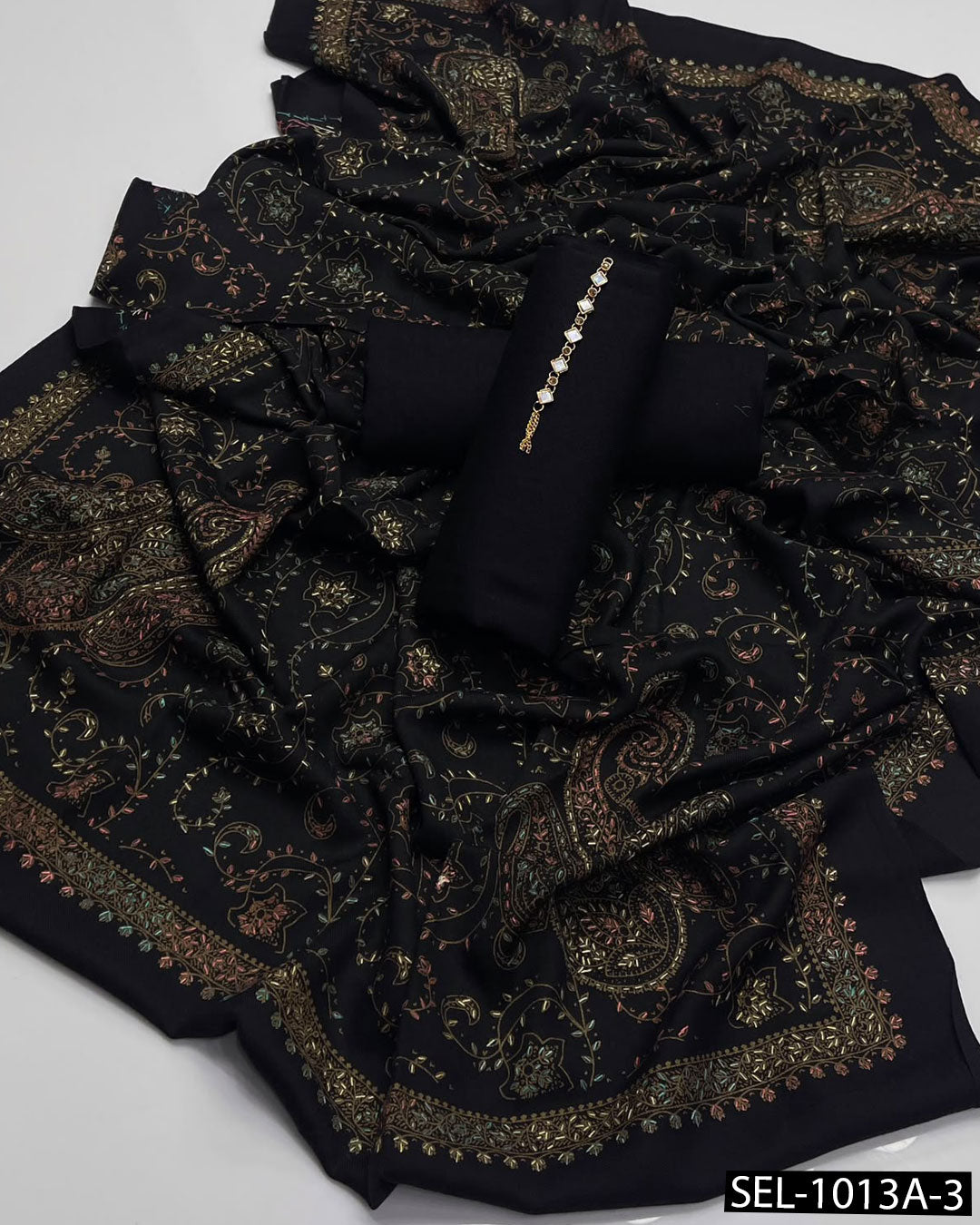 3-Piece Pure Pashmina Wool Kashmiri Embroidered Dress Collection