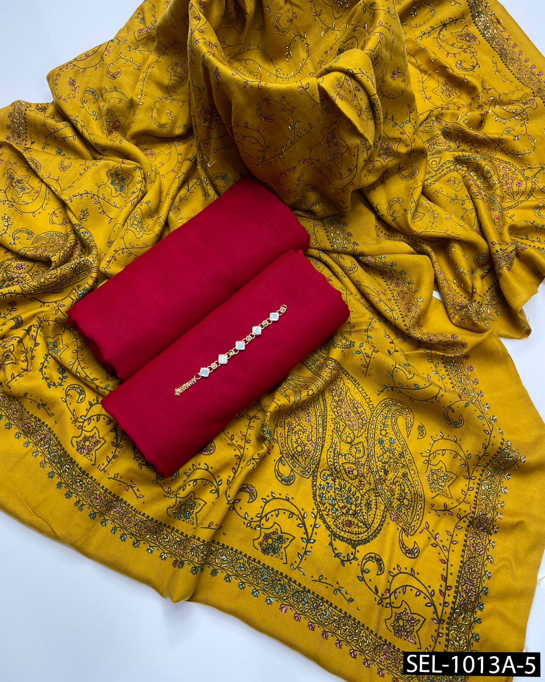 3-Piece Pure Pashmina Wool Kashmiri Embroidered Dress Collection