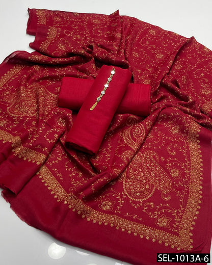 3-Piece Pure Pashmina Wool Kashmiri Embroidered Dress Collection