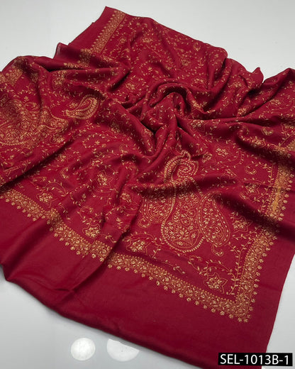 Pure Pashmina Wool Kashmiri Hand-Embroidered Shawl