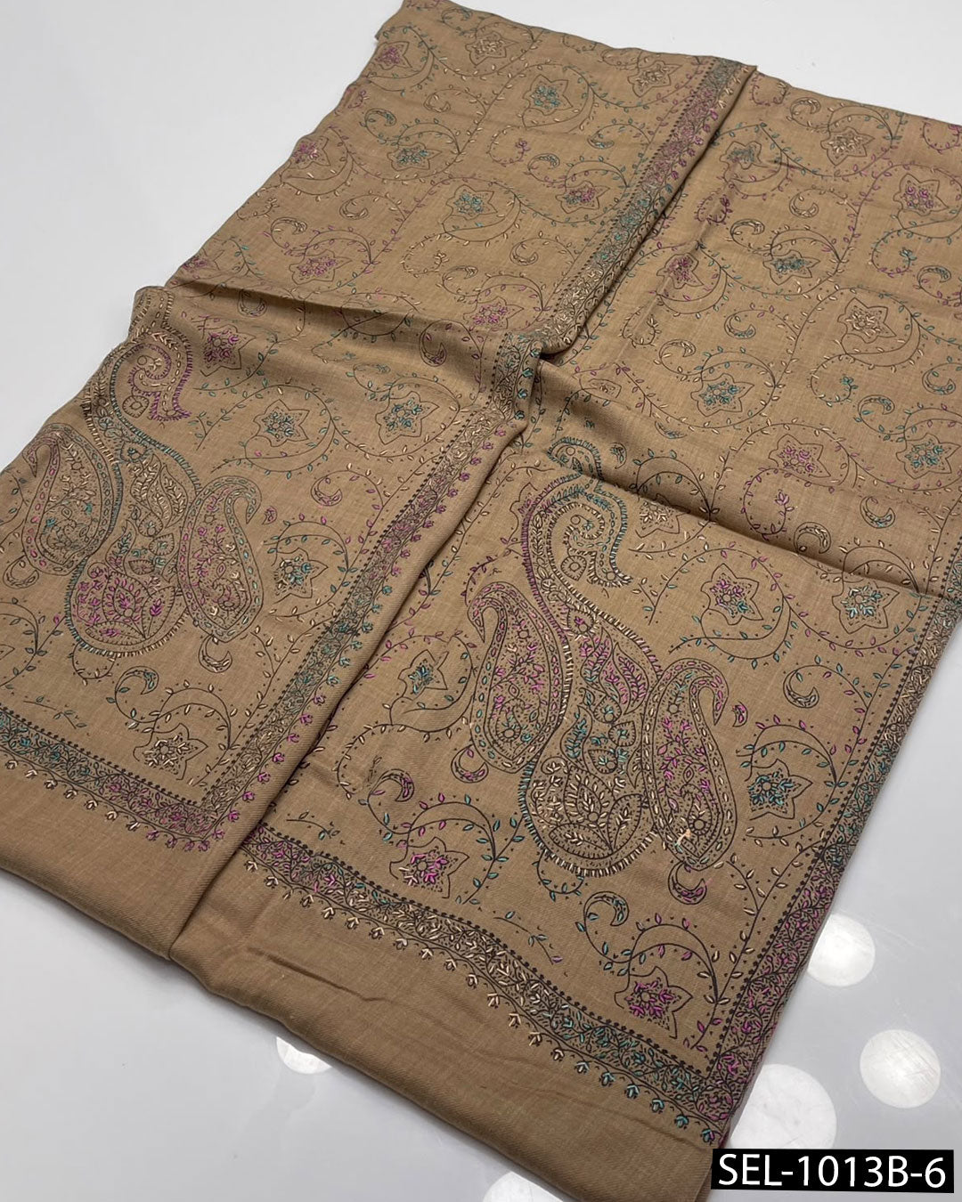 Pure Pashmina Wool Kashmiri Hand-Embroidered Shawl