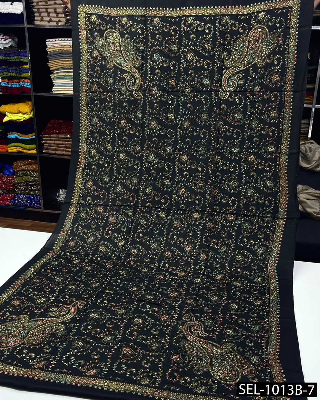 Pure Pashmina Wool Kashmiri Hand-Embroidered Shawl