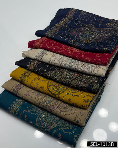 Pure Pashmina Wool Kashmiri Hand-Embroidered Shawl