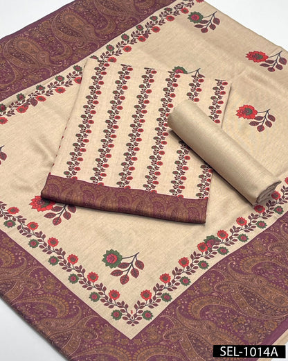 Kalamkari Print Pure Pashmina Wool 3PC Winter Dress