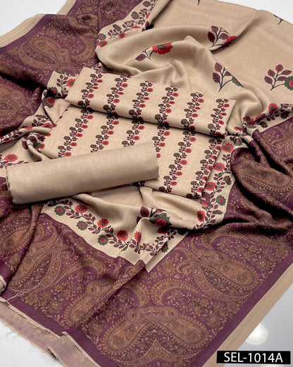 Kalamkari Print Pure Pashmina Wool 3PC Winter Dress