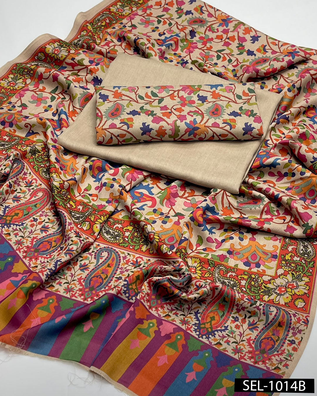 Kalamkari Printed Pure Pashmina Wool 3PC Dress