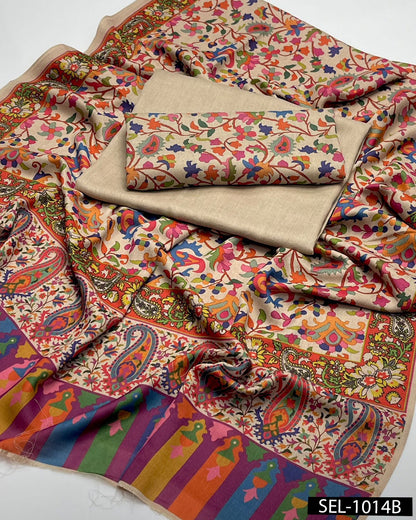 Kalamkari Printed Pure Pashmina Wool 3PC Dress