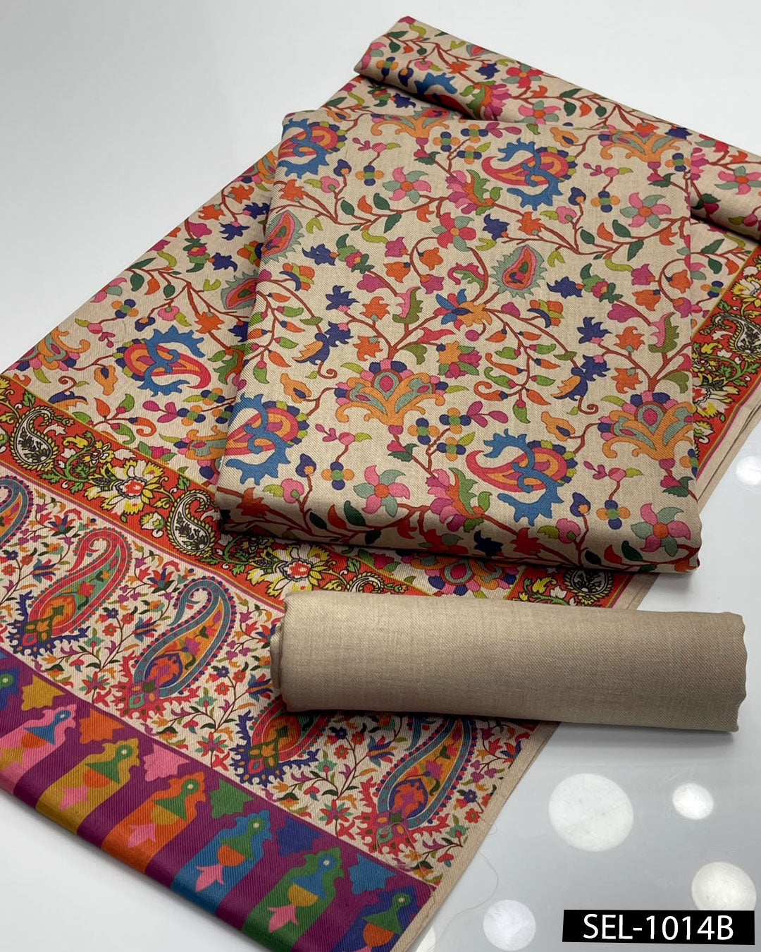 Kalamkari Printed Pure Pashmina Wool 3PC Dress