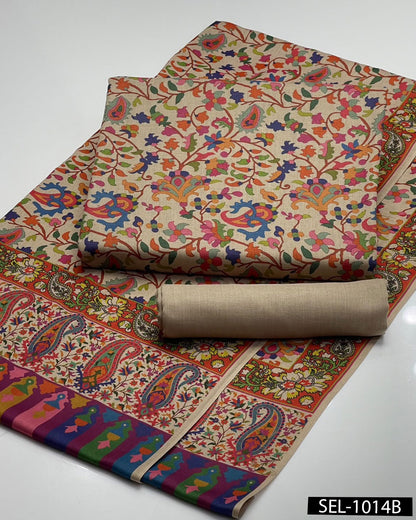 Kalamkari Printed Pure Pashmina Wool 3PC Dress